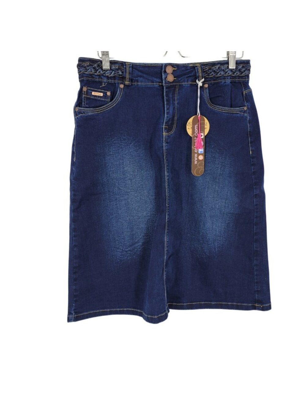 NWT Esteez Stretch Jean Skirt dark wash size 10 Western Festival Coastal Beachy